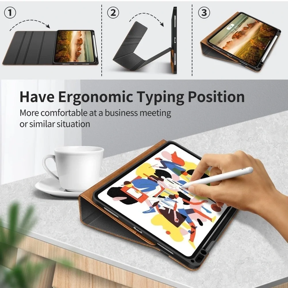 H HOLIMET Case iPad Tablet Case Brown